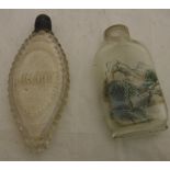 A Chinese interior painted rock crystal scent bottle and a cut glass scent bottle