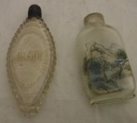 A Chinese interior painted rock crystal scent bottle and a cut glass scent bottle