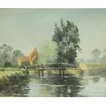 ALWYN CRAWSHAW "Triggs Loch", oil on board, signed lower right and titled verso,
