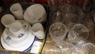 A box of assorted plastic wine glasses,