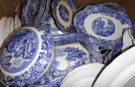 A box of Spode "Italian" pattern dinner wares together with a Villeroy and Boch jardiniere stand,