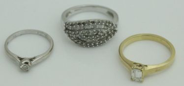 A 9 carat white gold and diamond ring,