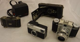 A box of assorted vintage cameras to include examples by Kodak and Paxina,