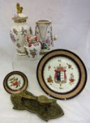 A collection of Samson of Paris wares, to include seven armorial decorated plates, dishes, vases,