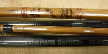 A Hardy "Neo Cane" "Glencairn" two piece split cane trout fly rod and a Daiwa "Salmon" 15 ft three