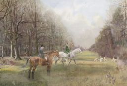 AFTER LIONEL EDWARDS "Hunting scenes" colour print, plus two other similar,