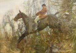 AFTER ALFRED MUNNINGS "Horse and rider jumping a ditch",
