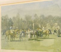 WITHDRAWN AFTER ALFRED MUNNINGS "The Paddock at Epsom, Spring Meeting", coloured print,