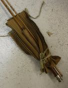 A Daiwa "Hexagon Whisker" 9ft #6-8 two piece split cane fishing rod,