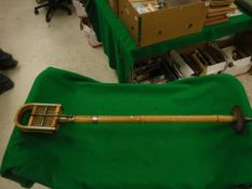 A Continental bamboo and caned shooting stick,