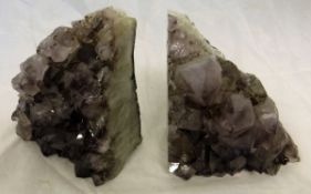 A pair of amethyst geode book ends
