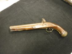 A Georgian muzzle loading flint lock pistol CONDITION REPORTS The hammer does cock