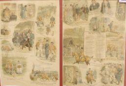 AFTER RANDOLPH CALDECOTT (1846-1886) "The Hunting Day", a pair of prints depicting cartoons,