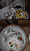 Two boxes of assorted toilet jugs, jardiniers, etc,