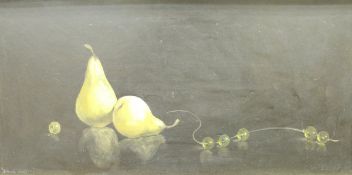 DEBORAH JONES "Pears and Beads", oil on board,