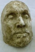 A plaster death mask of a beaded man (possible Oliver Cromwell)