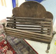 A cast iron fire basket with integral dogs and back CONDITION REPORTS Basically