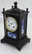 A Victorian mantle clock of architectural form, the eight day movement by J W Benson,