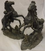 A pair of patinated spelter Marley horse figures AFTER COUSTOU CONDITION REPORTS