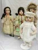 Four Lilian Middleton porcelain costume dolls,