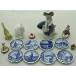 A collection of various china wares to include Lladro figure of girl with basket of flowers,