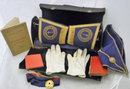 A collection of various Masonic regalia to include sashes,
