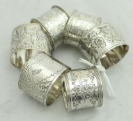 A collection of six various Victorian napkin rings, No'd.