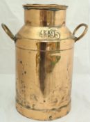 A Dutch copper milk churn inscribed "1195"