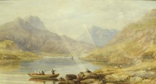 ANTHONY VAN DYKE COPLEY FIELDING (1787-1855) "Mountain lakeside with figures in boats",