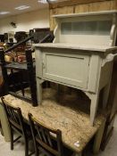 A marble top kitchen table together with a marble topped painted washstand
