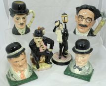 A collection of five Royal Doulton "Celebrity Collection" character jugs including Louis Armstrong,