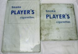 A collection of eight glass advertising panes/panels inscribed "Smoke Player's Cigarettes" together