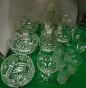 A collection of various glassware to include five Perrier-Jouët champagne flutes,