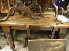 A 19th Century mahogany extending dining table on turned supports to brown china castors,