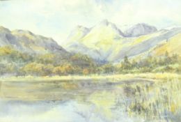 ALFRED RAWLINGS 1865-1939 "Mountain Lake Scene", watercolour,
