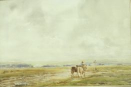 CLAUDE HAYES ROI (1852-1922) "At the crossroads", watercolour depicting figure on horseback,