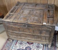 An Indian teak marriage chest