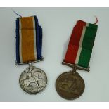 A British war medal (1914-1918) and a Mercantile marine medal both awarded to Wells L Long with