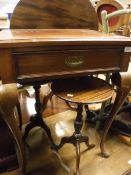 A reproduction George III style small table with single drawer,