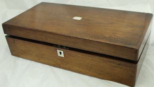 A Victorian rosewood and mother of pearl inlaid writing slope