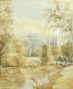 C M WYBOURN (1906-??) "Windsor Castle from the Thames", watercolour,