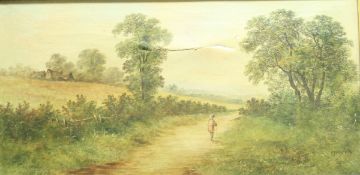 GOODWIN "Landscape with figure on path", oil on canvas,