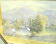 JOHN A TRENCH (1882-1923) "Mountainous lake scene", watercolour,