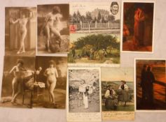 A collection of erotic/risque early 20th Century postcards