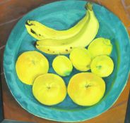 JANET TOD "Banana Citrus", still life of bananas, oranges and lemons, oil on canvas,