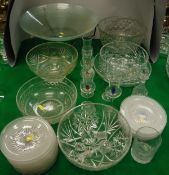 A selection of cut glass to include three Stuart England fruit bowls,