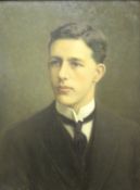 Circa 1900 ENGLISH SCHOOL "Young Man in Wing Collar and Black Tie, Waistcoat and Jacket",