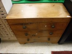 A Victorian pine chest of two short over two long drawers