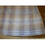 A pair of wool mix plaid design heather palette lined curtains with fixed triple pinch pleat