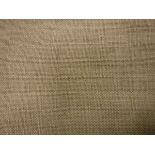 Four pairs of linen type fawn interlined blackout curtains with fixed triple pinch pleat heading,
